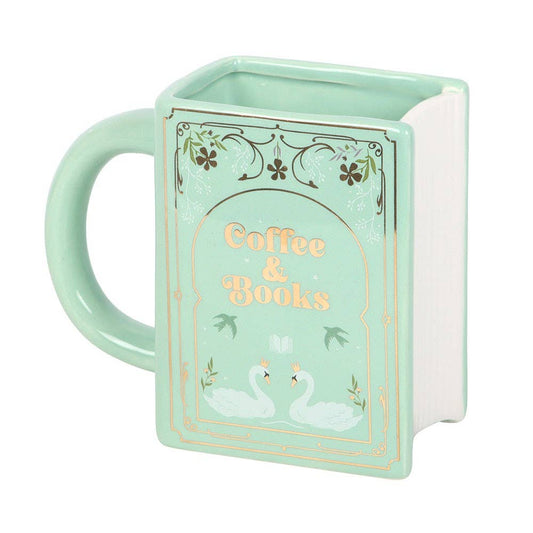 Coffee and Books Green Book Shaped Mug