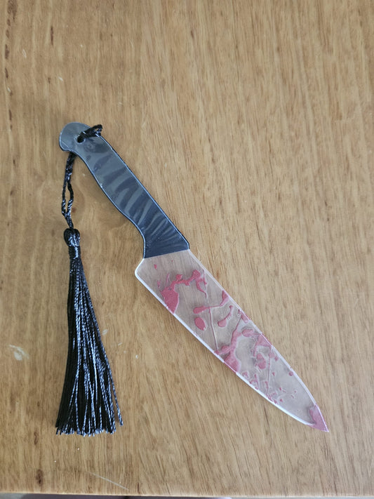 The "Stabby" Knife Bookmark – Blood Splatter Acrylic