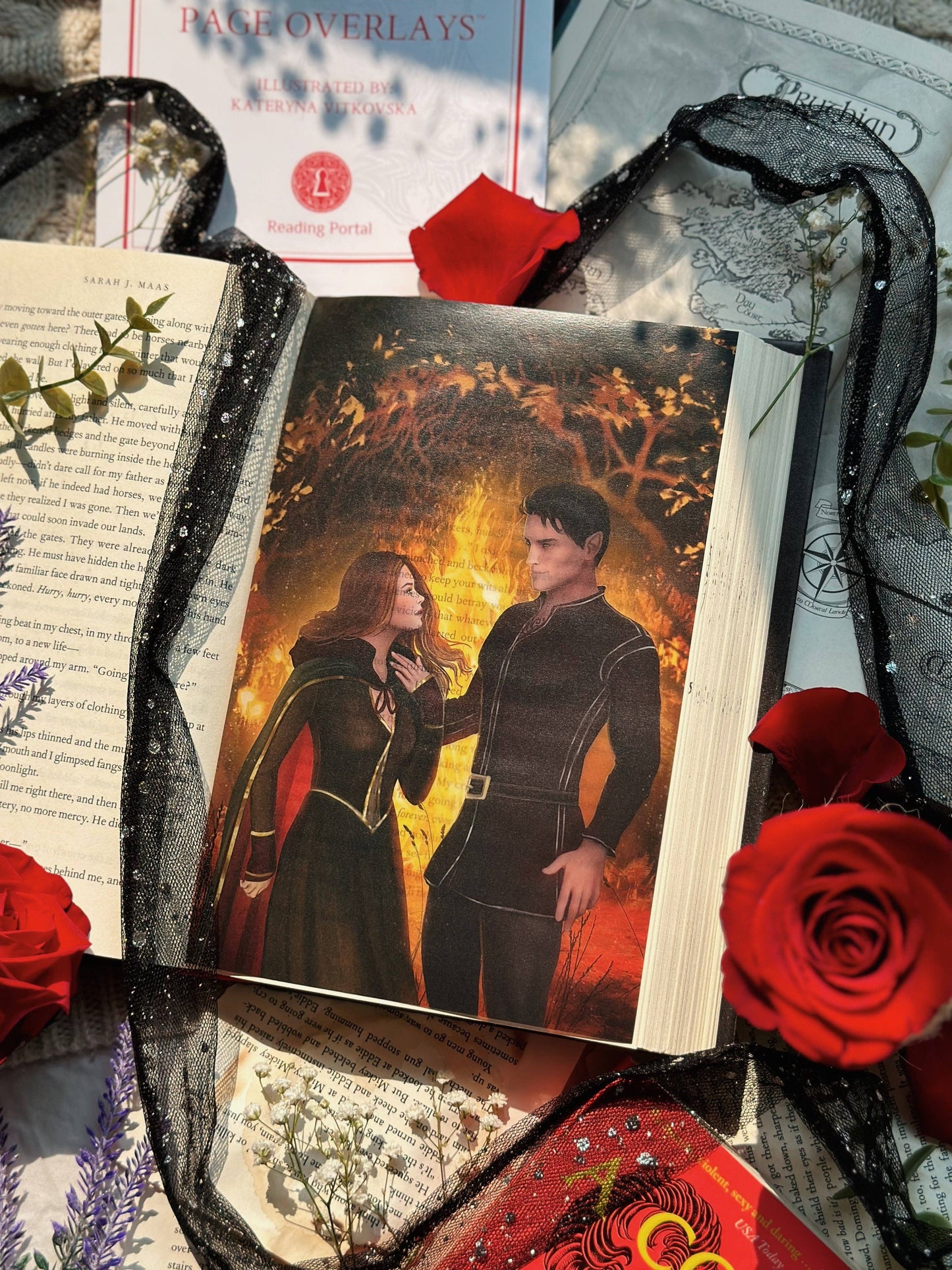 Sarah J. Maas book overlays – fantasy art for A Court of Thorns and Roses scenes