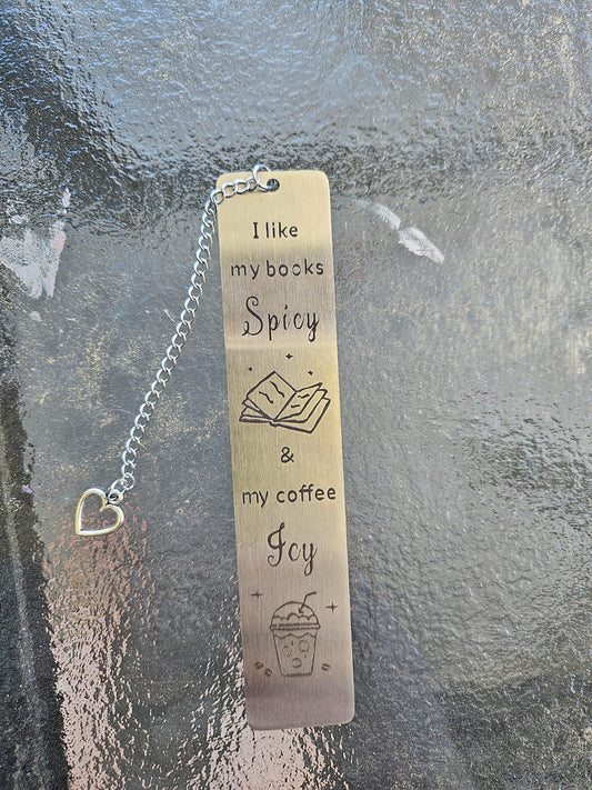 The "Spicy Books & Icy Coffee" Metal Bookmark