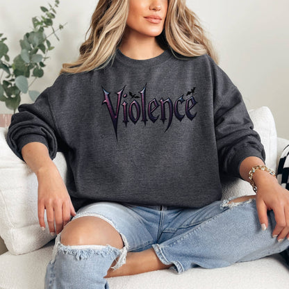 "Violence" Graphic Sweatshirt: Forest Green / S
