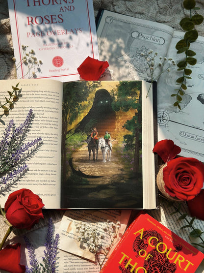 A Court of Thorns and Roses hardback overlays – semi-translucent fan art pages