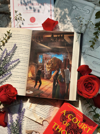 ACOTAR Page Overlays US Edition hardback – illustrated inserts for fantasy book lovers