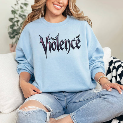 "Violence" Graphic Sweatshirt: Forest Green / S