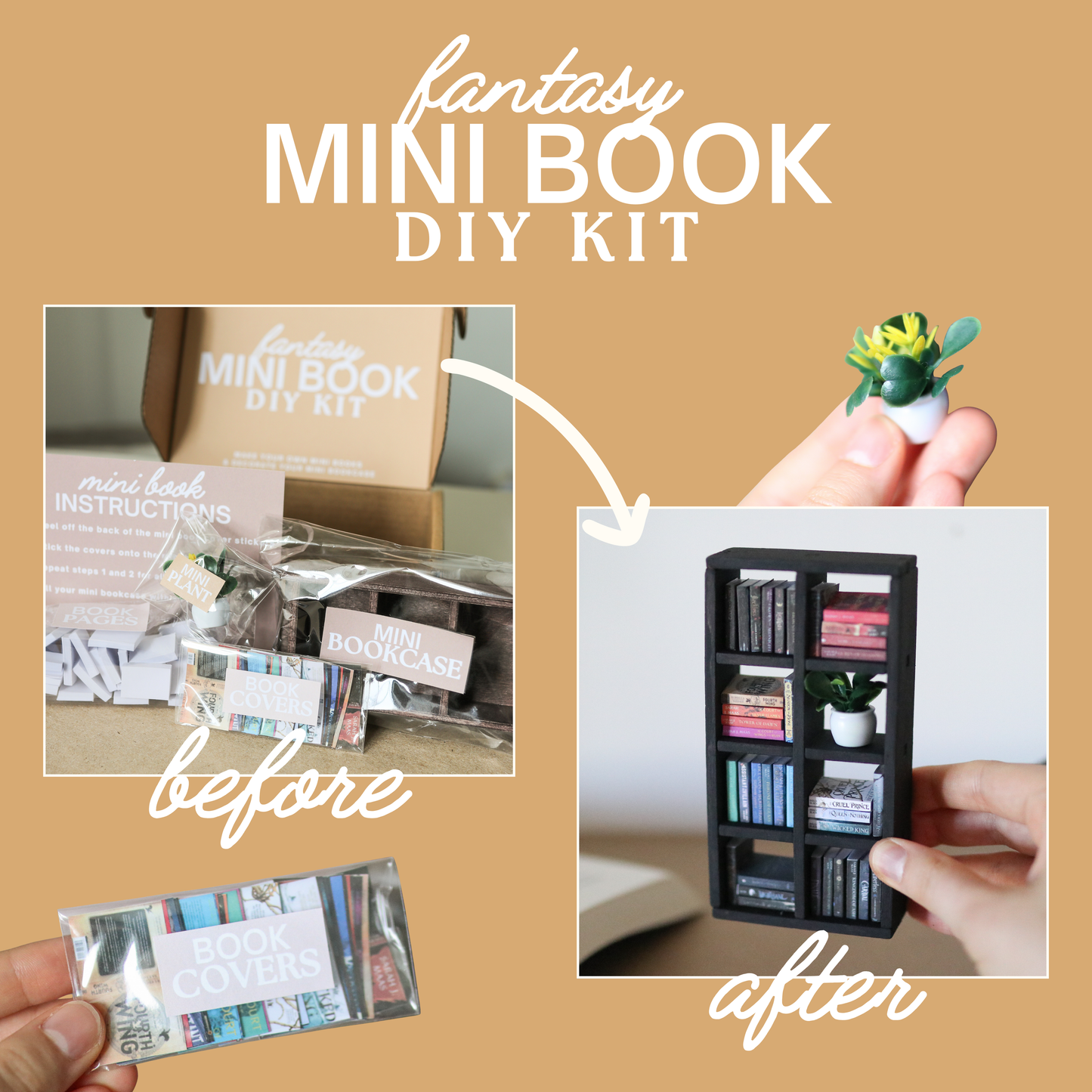 Fantasy Mini Book DIY KIT: White / Deluxe Bookcase