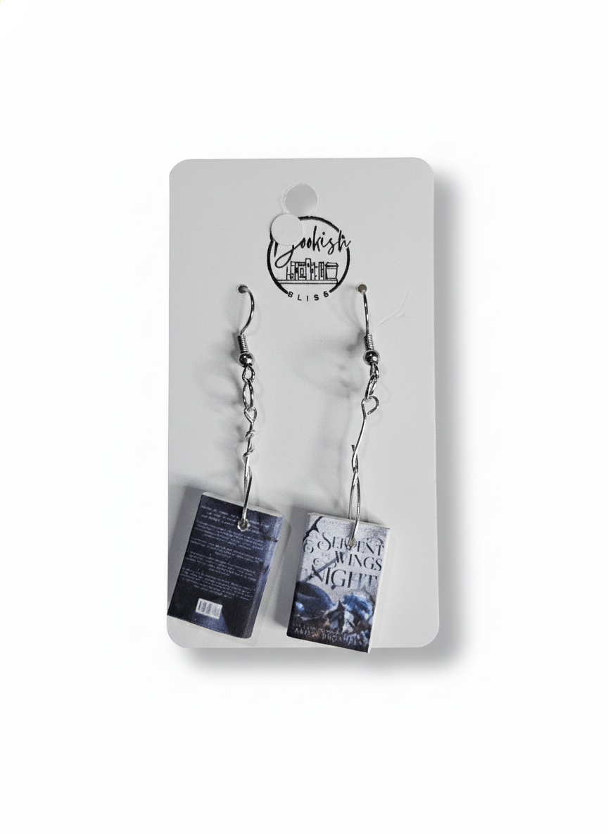 The Serpent and the Wings of Night Miniature Book Earrings