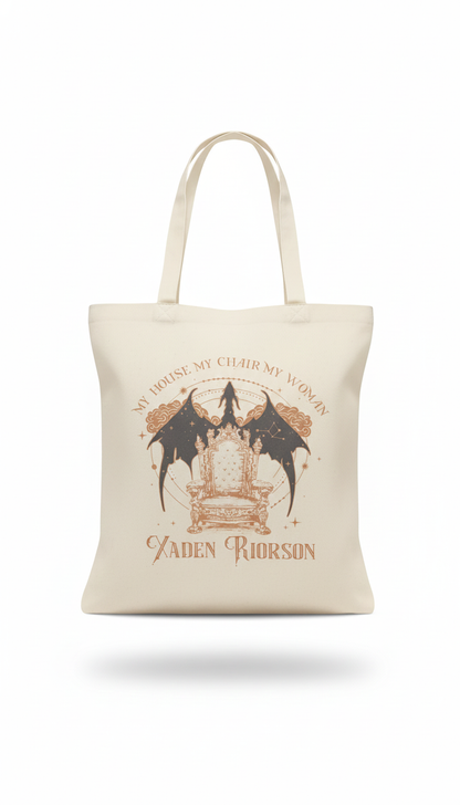 The "My House, My Chair" Canvas Tote – Fourth Wing Edition