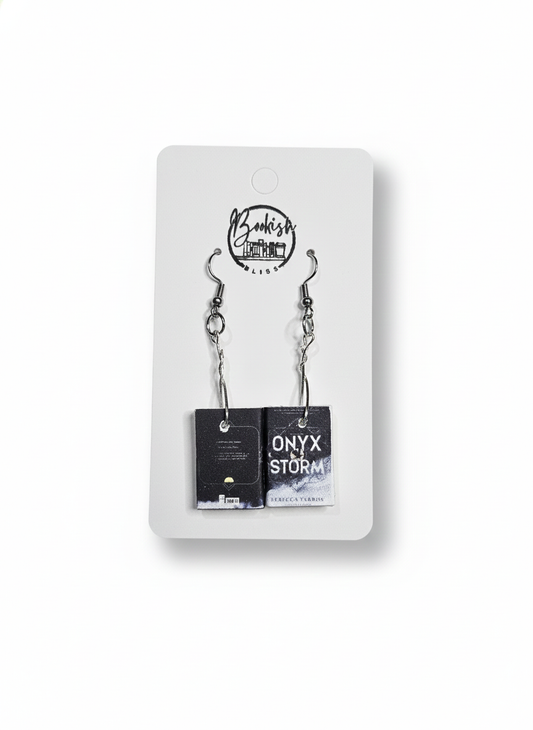 Onyx Storm Miniature Book Earrings