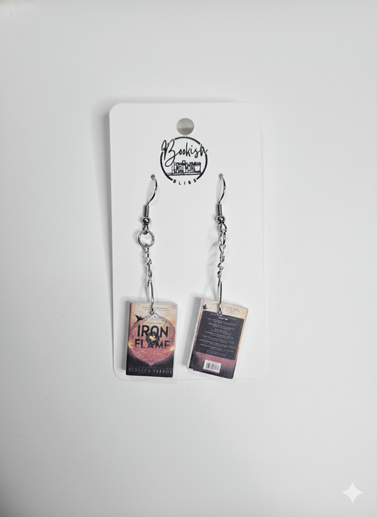 Iron Flame Miniature Book Earrings