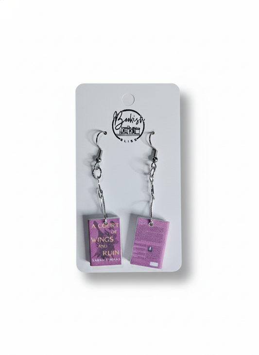A Court of Wings and Ruin Miniature Book Earrings