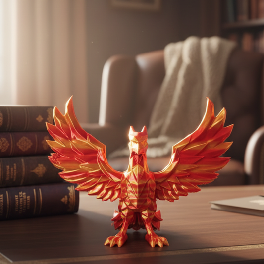 Articulated Sunfire Phoenix – 3D Printed Dragon Fidget & Bookshelf Decor