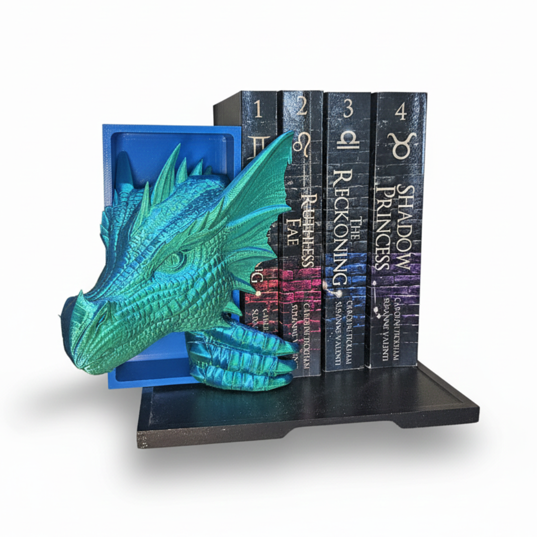 The "Azure Guardian" Dragon Bookends – Shimmering Elemental Edition