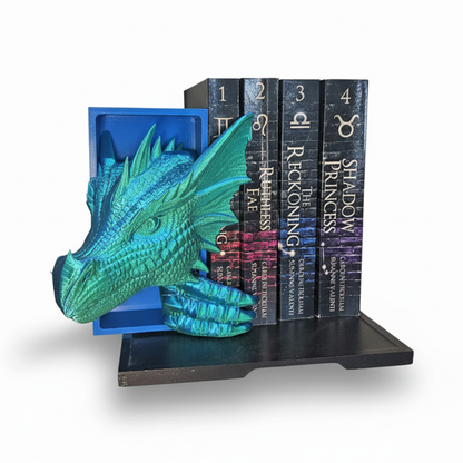 The "Azure Guardian" Dragon Bookends – Shimmering Elemental Edition