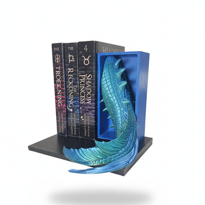 The "Azure Guardian" Dragon Bookends – Shimmering Elemental Edition