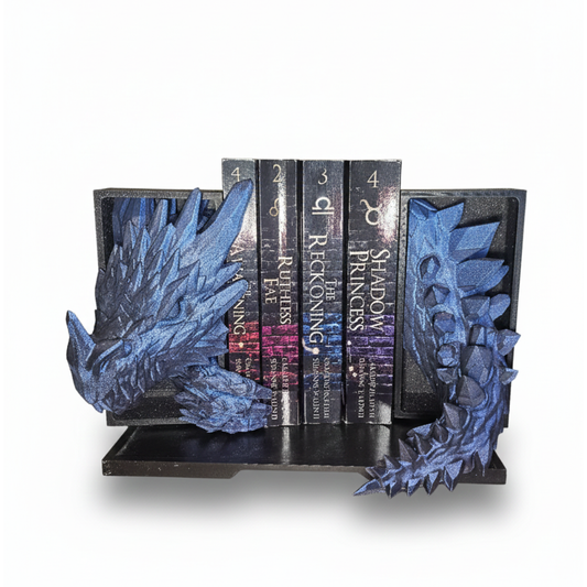 The "Obsidian Orbit" Dragon Bookends – Midnight Shimmer Edition