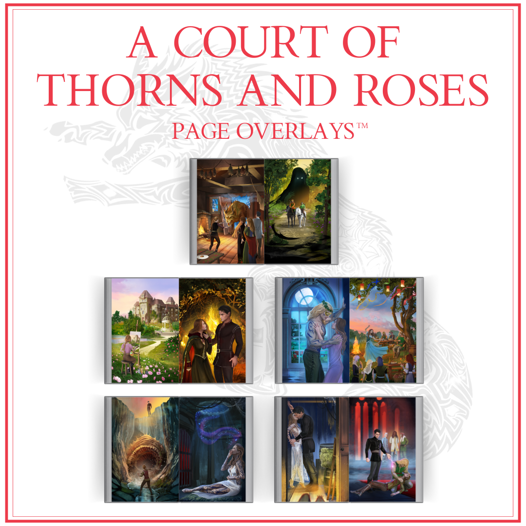 A Court of Thorns and Roses hardback overlays – semi-translucent fan art pages